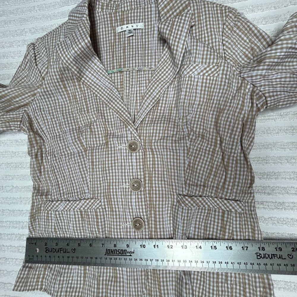CAbi Style #346 Ginger Snap Crinkle Seersucker Gingham Blazer Jacket Medium - Picture 8 of 9